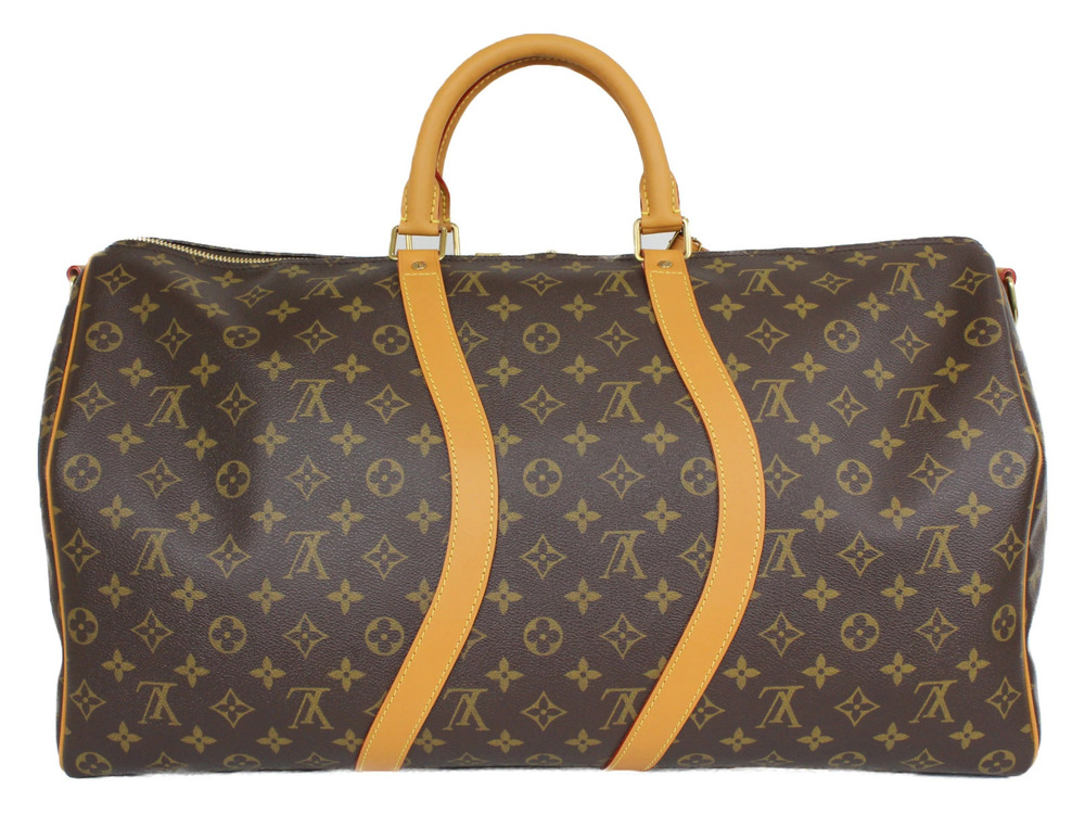 Louis Vuitton Monogram Bandoulire 2way Shoulder Leather Canvas Keepall Brown